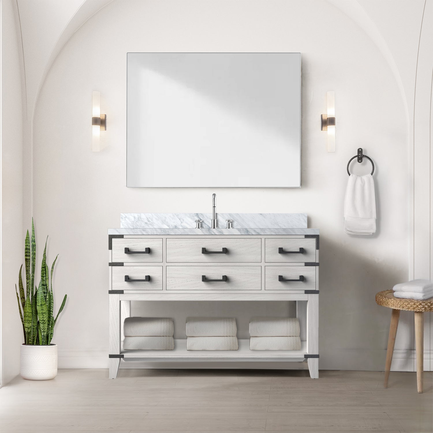 Norwalk 48 in W x 22 in D White Oak Single Bath Vanity