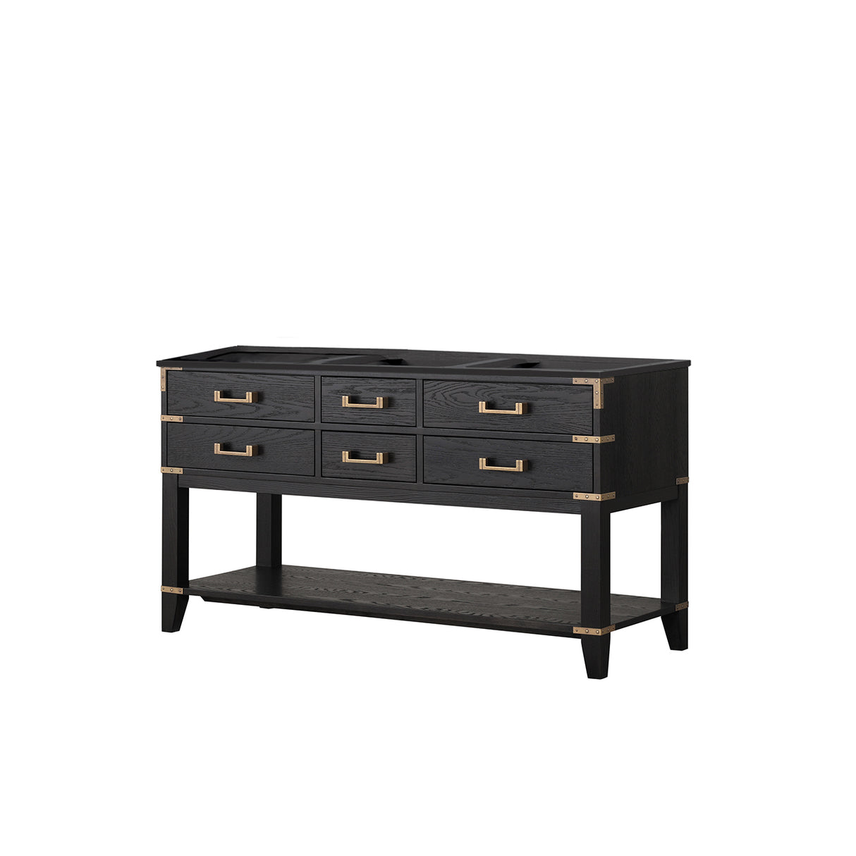 Norwalk 60 in W x 22 in D Black Oak Double Bath Vanity