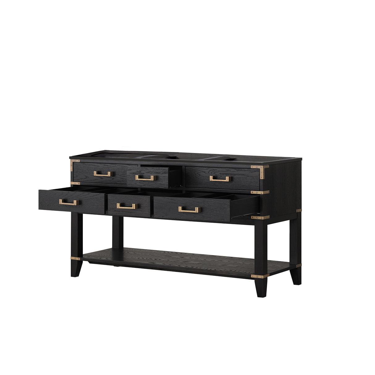 Norwalk 60 in W x 22 in D Black Oak Double Bath Vanity