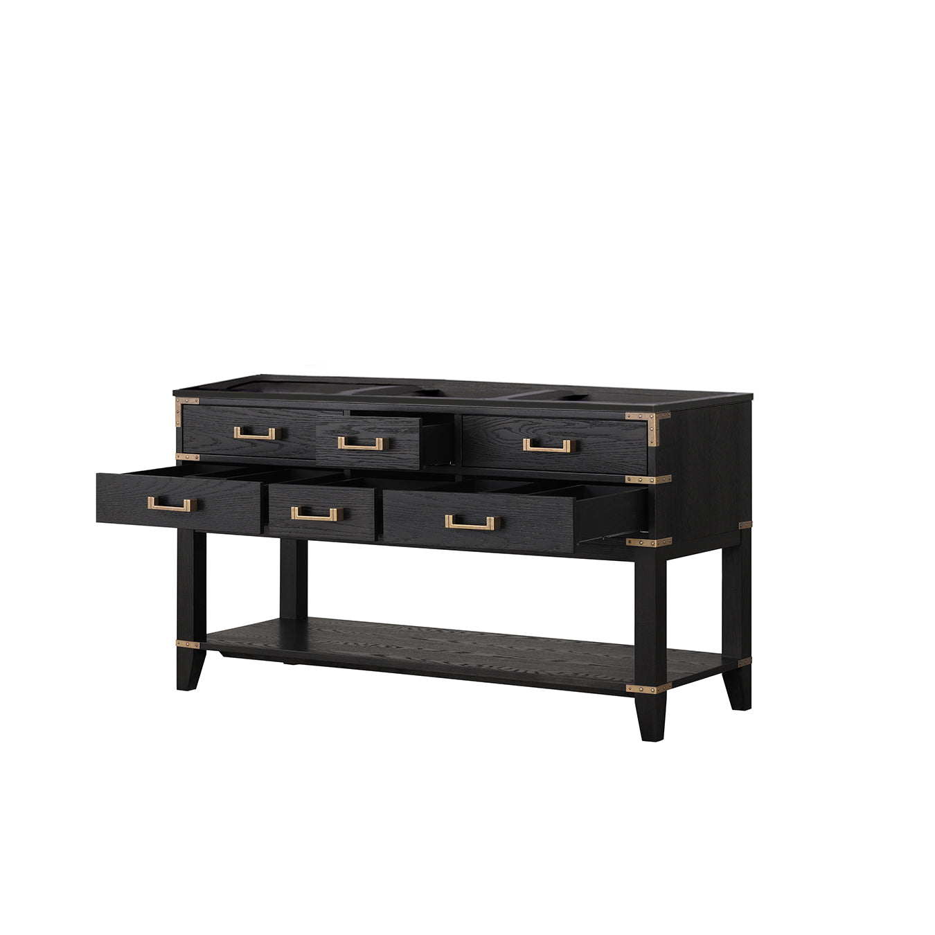 Norwalk 60 in W x 22 in D Black Oak Double Bath Vanity