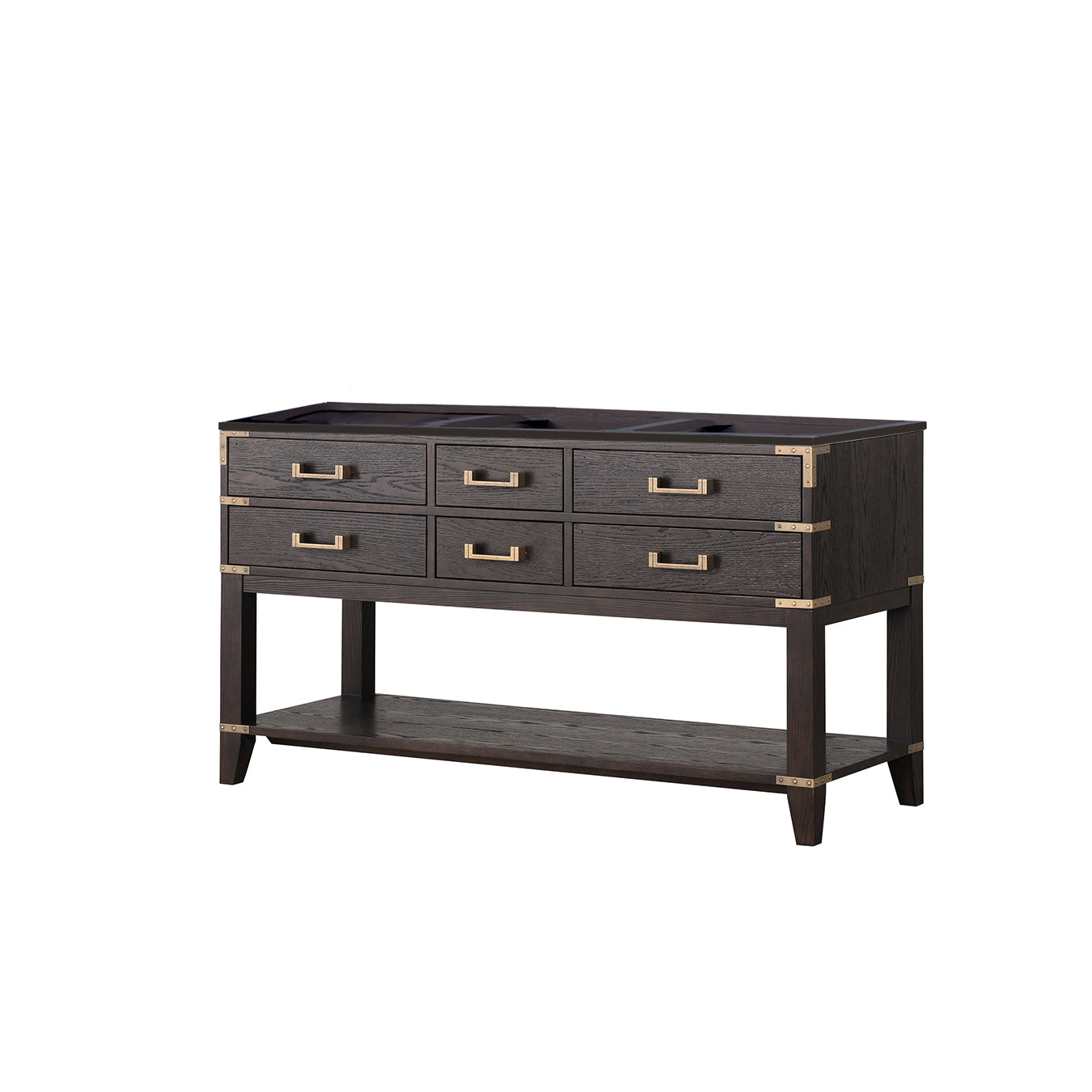 Norwalk 60 in W x 22 in D Brown Oak Double Bath Vanity