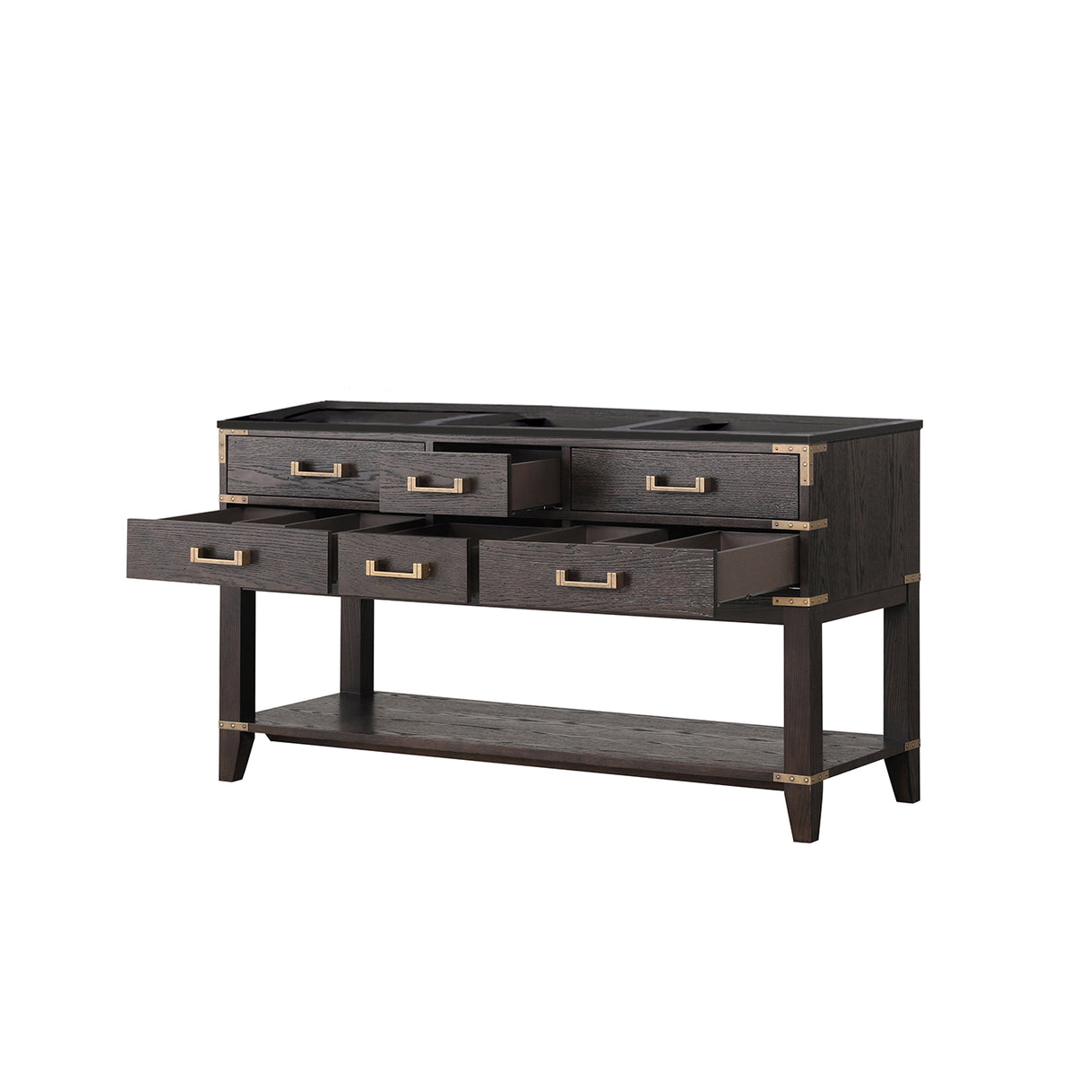 Norwalk 60 in W x 22 in D Brown Oak Double Bath Vanity