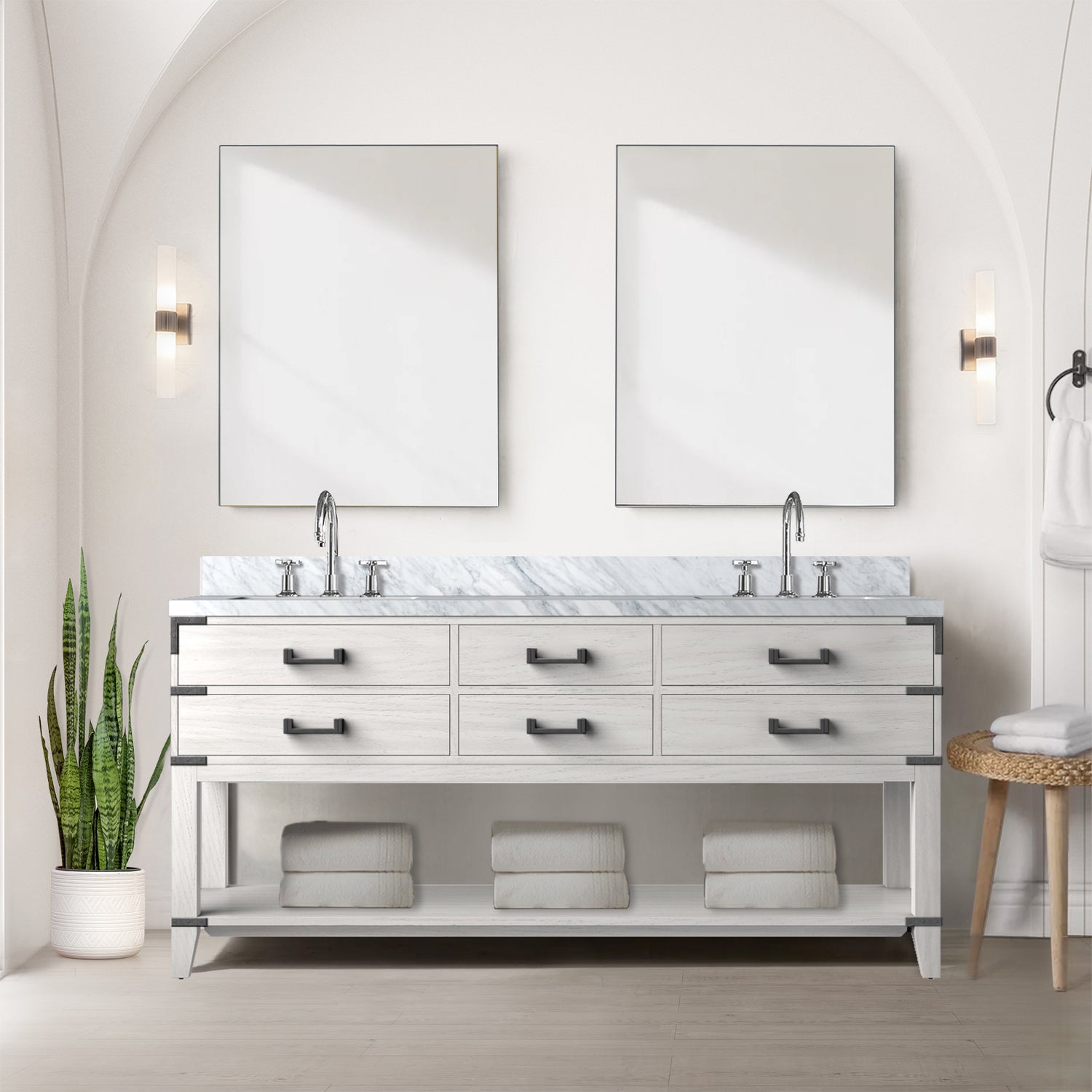 Norwalk 72 in W x 22 in D White Oak Double Bath Vanity