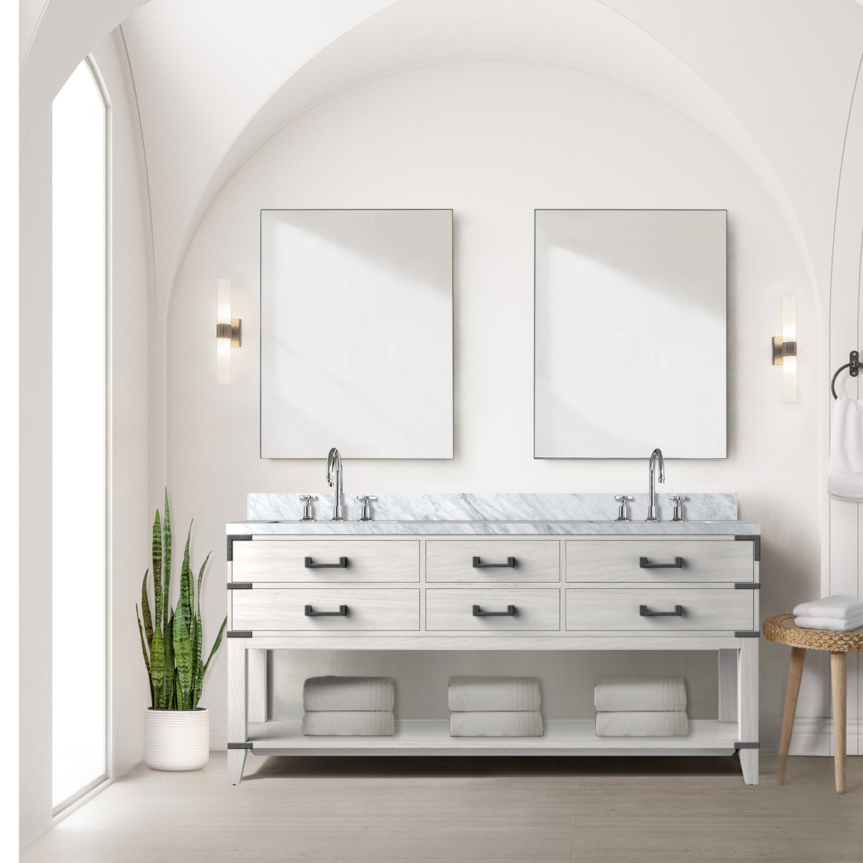 Norwalk 72 in W x 22 in D White Oak Double Bath Vanity