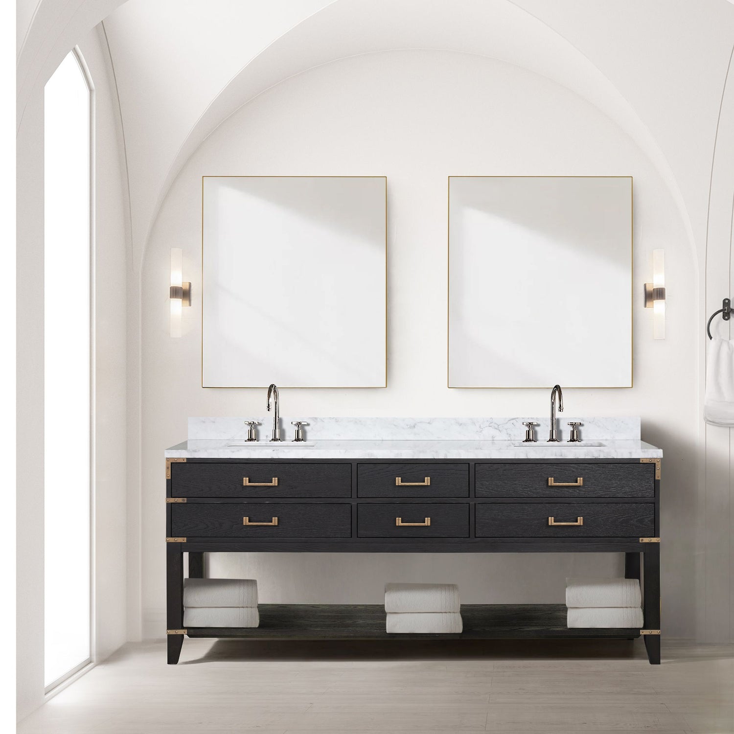 Norwalk 80 in W x 22 in D Black Oak Double Bath Vanity