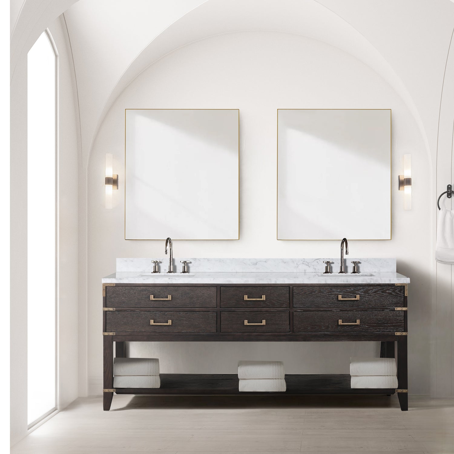 Norwalk 80 in W x 22 in D Brown Oak Double Bath Vanity