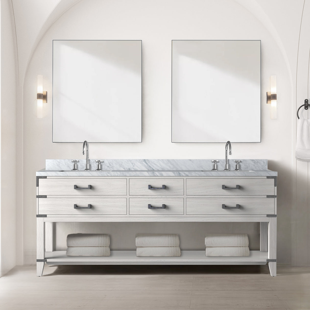 Norwalk 80 in W x 22 in D White Oak Double Bath Vanity