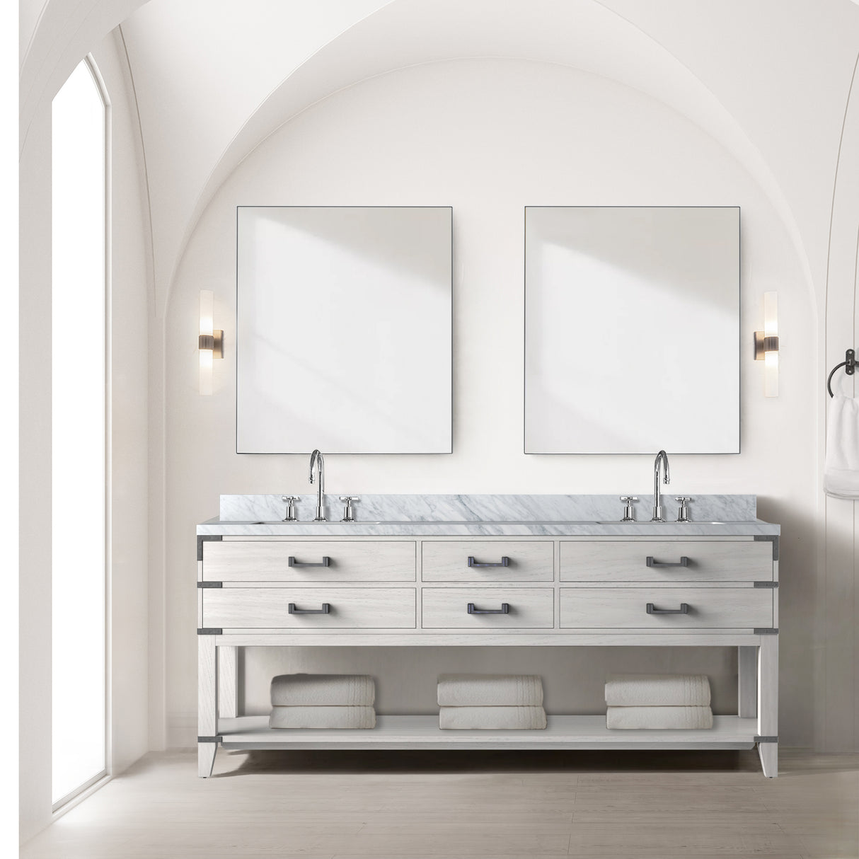 Norwalk 80 in W x 22 in D White Oak Double Bath Vanity