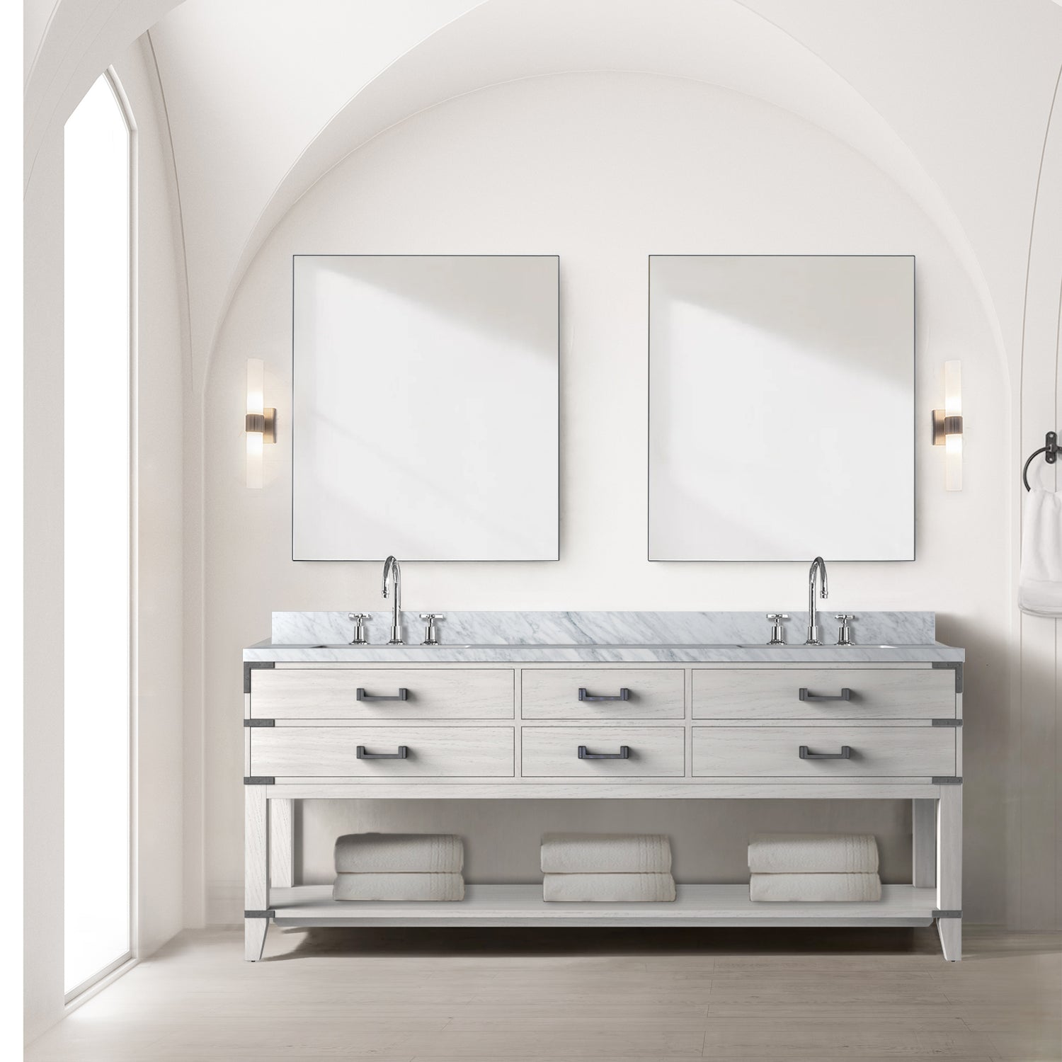 Norwalk 80 in W x 22 in D White Oak Double Bath Vanity
