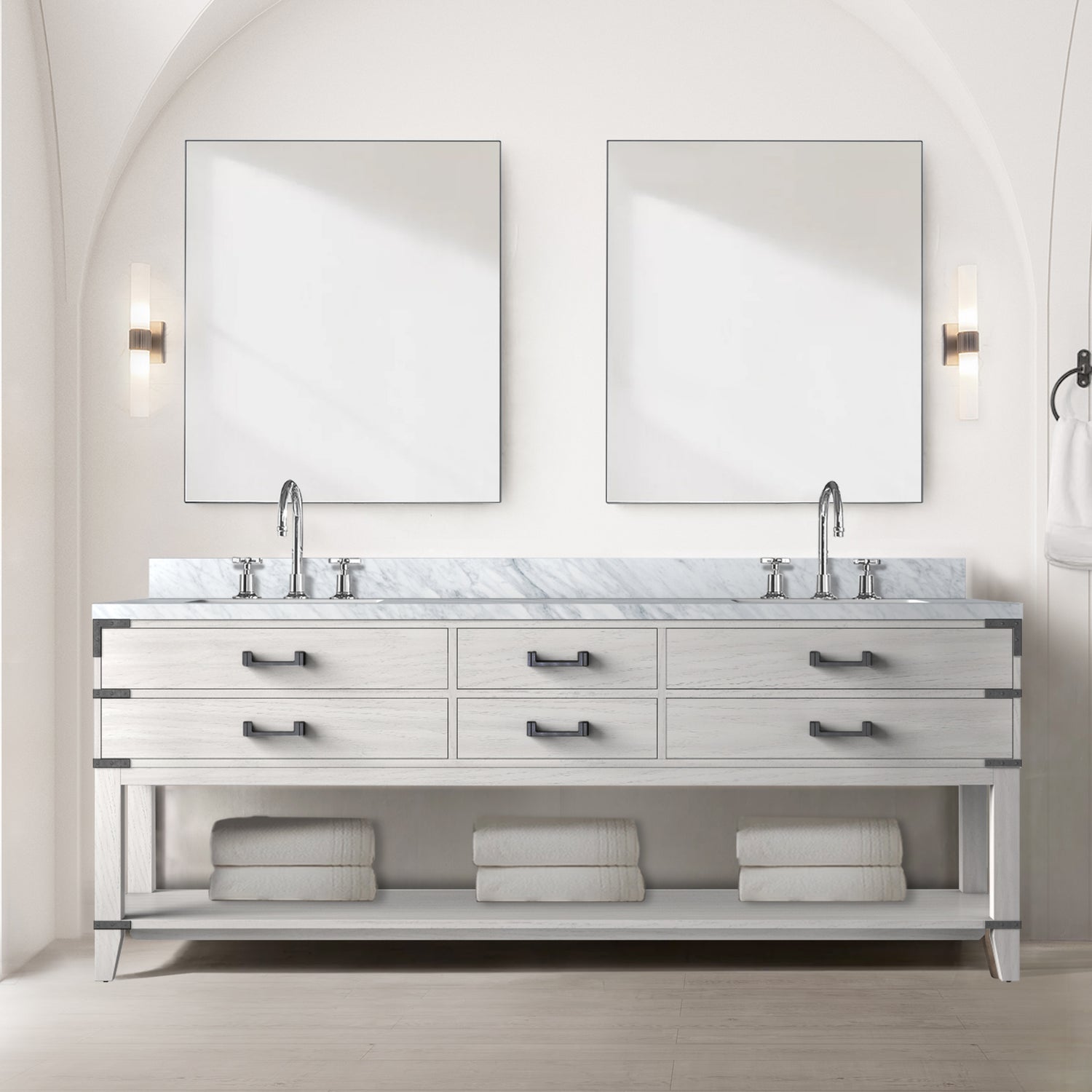 Norwalk 84 in W x 22 in D White Oak Double Bath Vanity