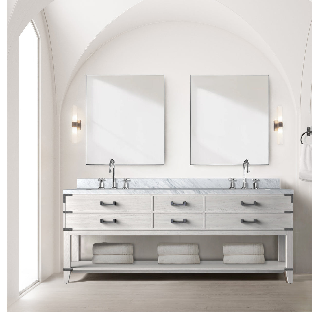 Norwalk 84 in W x 22 in D White Oak Double Bath Vanity