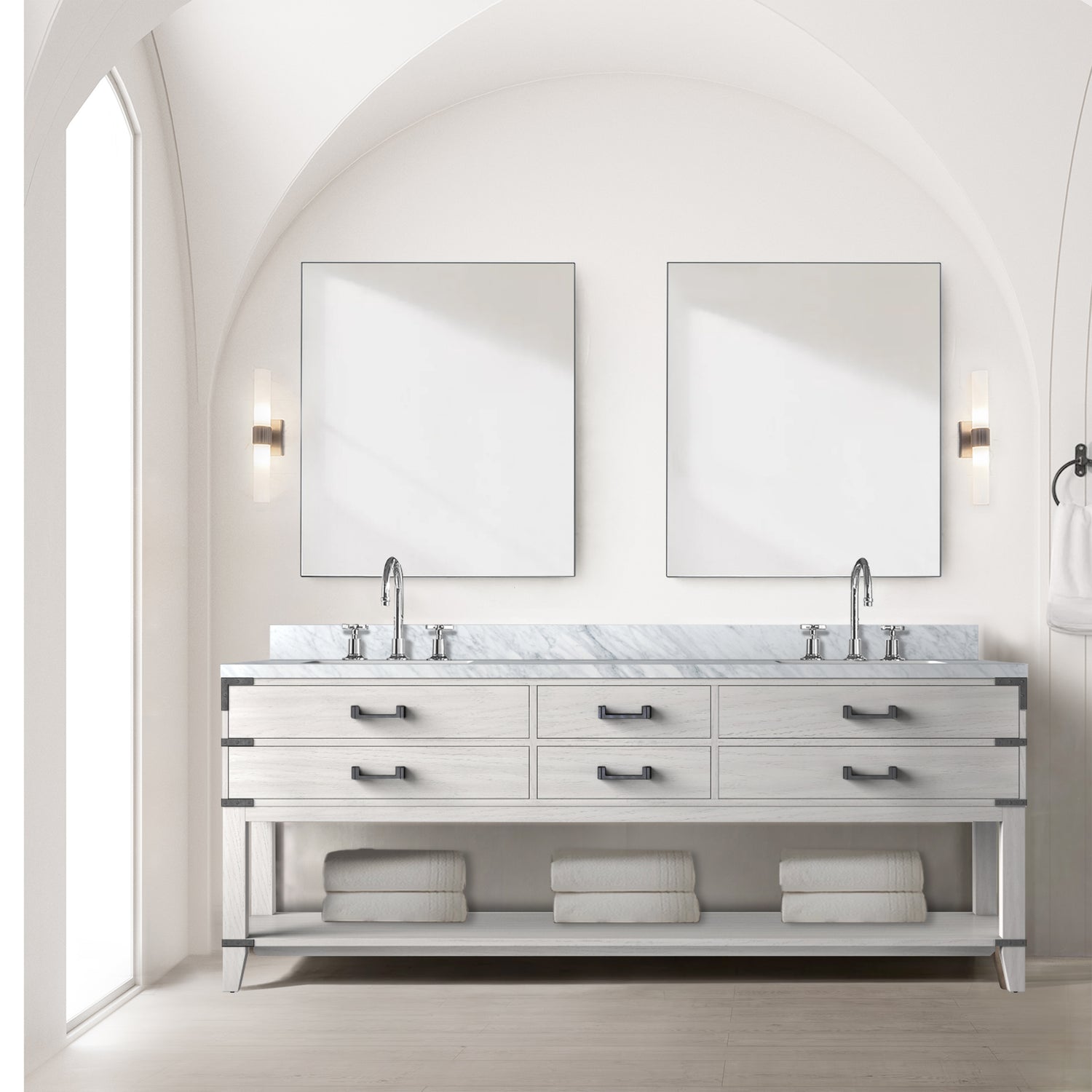Norwalk 84 in W x 22 in D White Oak Double Bath Vanity