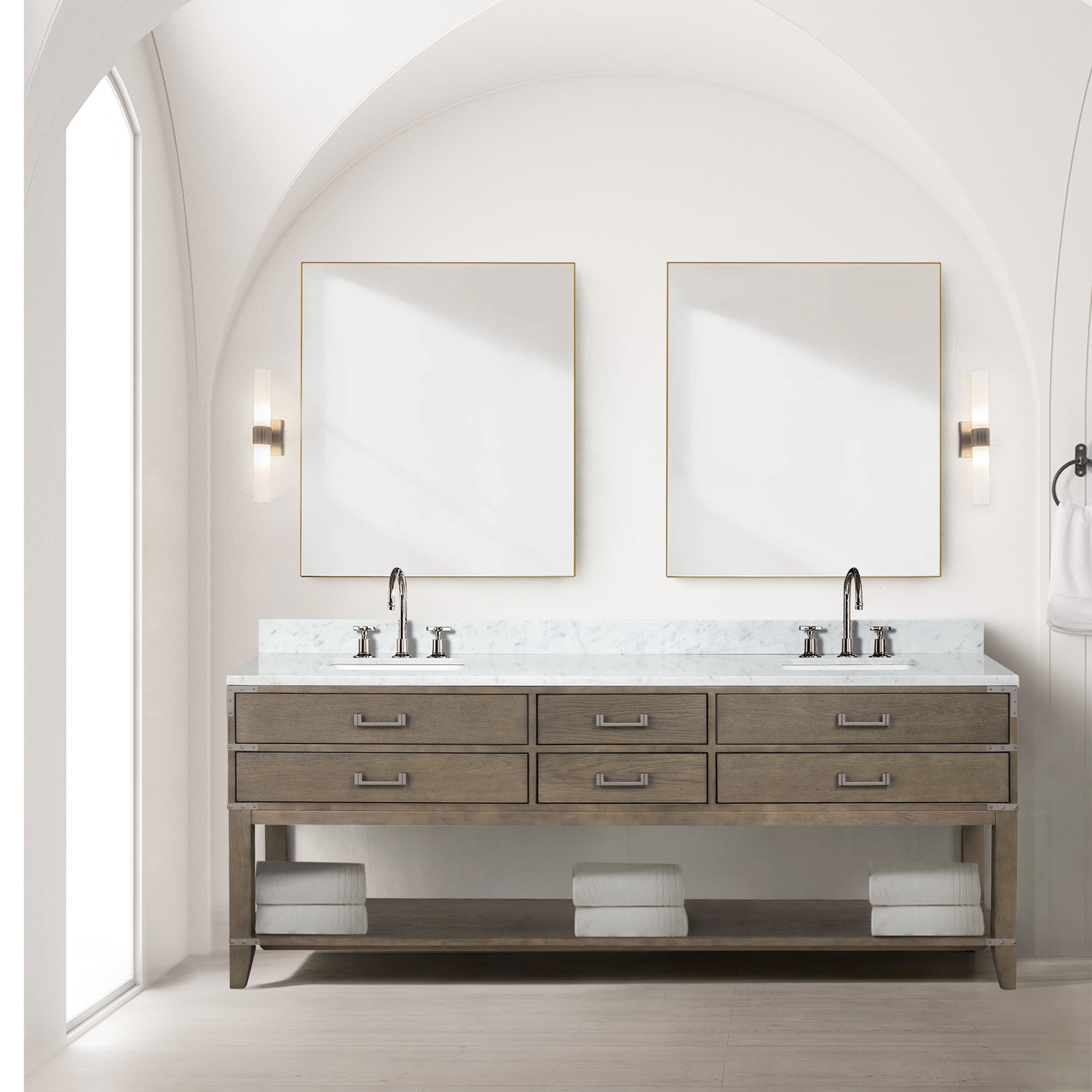 Norwalk 84 in W x 22 in D Grey Oak Double Bath Vanity