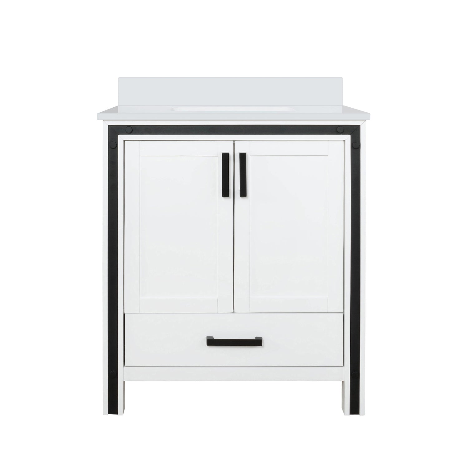 Ziva Freestanding 30 in. Freestanding Bathroom Vanity With Double Integrated Ceramic Sink, White Cultured Marble Top