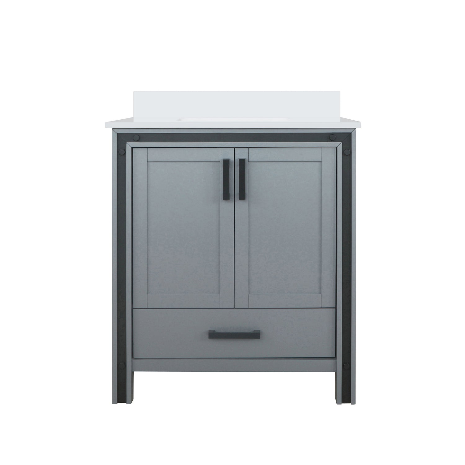 Ziva Freestanding 30 in. Freestanding Bathroom Vanity With Double Integrated Ceramic Sink, White Cultured Marble Top