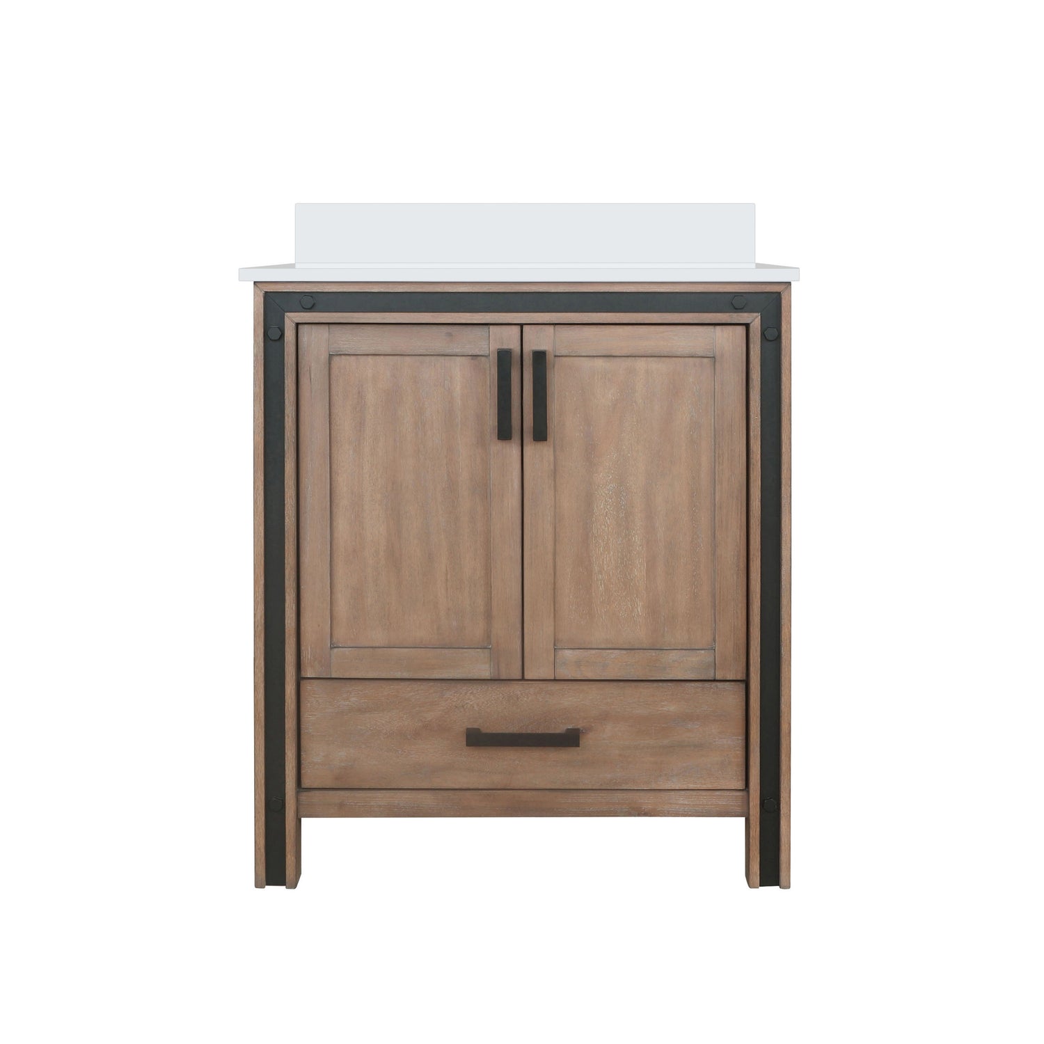 Ziva Freestanding 30 in. Freestanding Bathroom Vanity With Double Integrated Ceramic Sink, White Cultured Marble Top