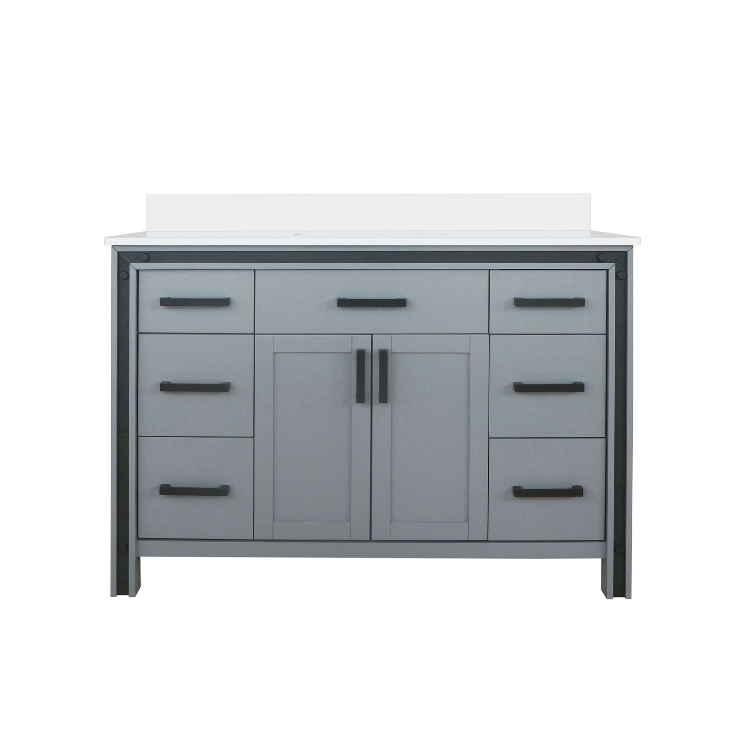 Ziva Freestanding 48 in. Freestanding Bathroom Vanity With Double Integrated Ceramic Sink, White Cultured Marble Top