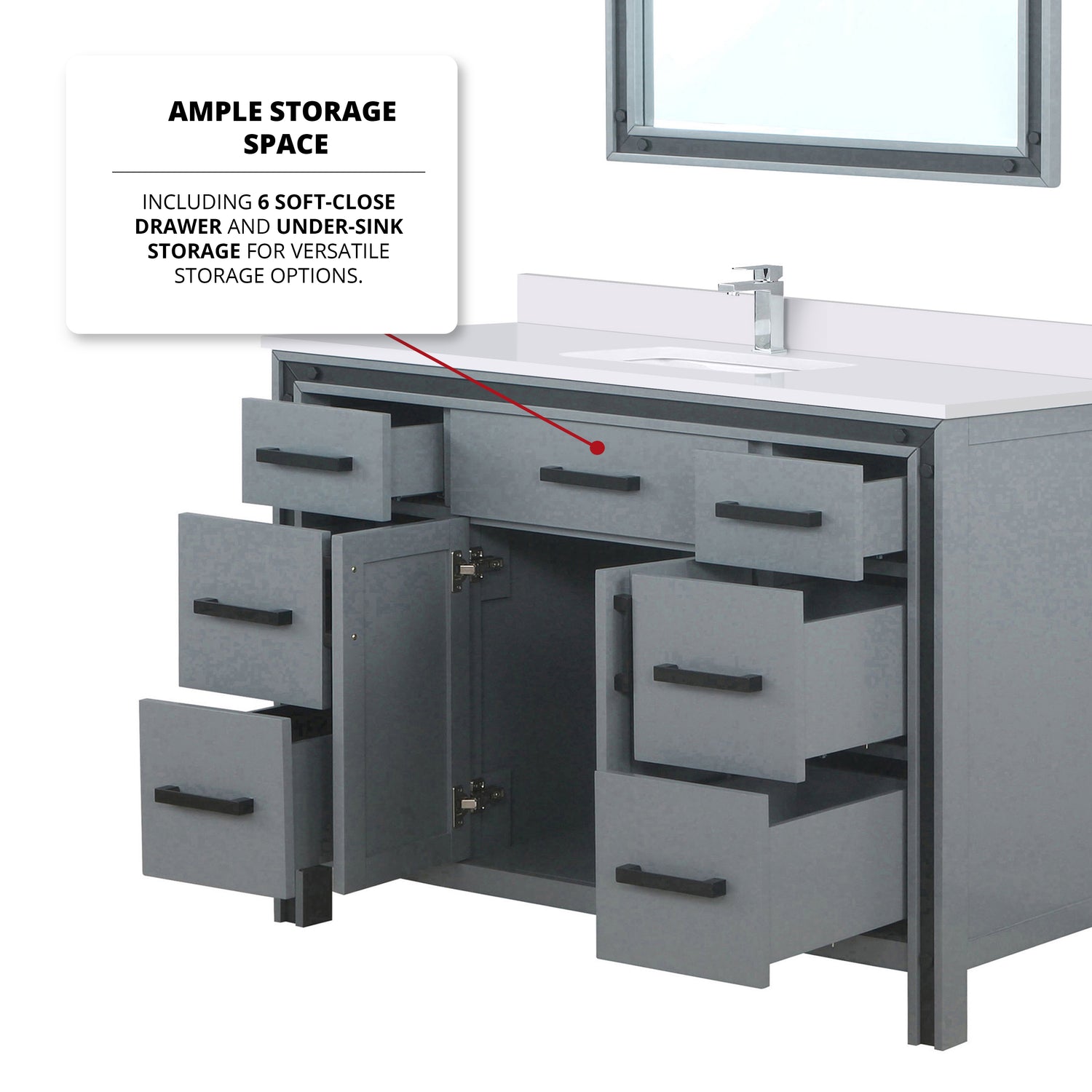Ziva Freestanding 48 in. Freestanding Bathroom Vanity With Double Integrated Ceramic Sink, White Cultured Marble Top