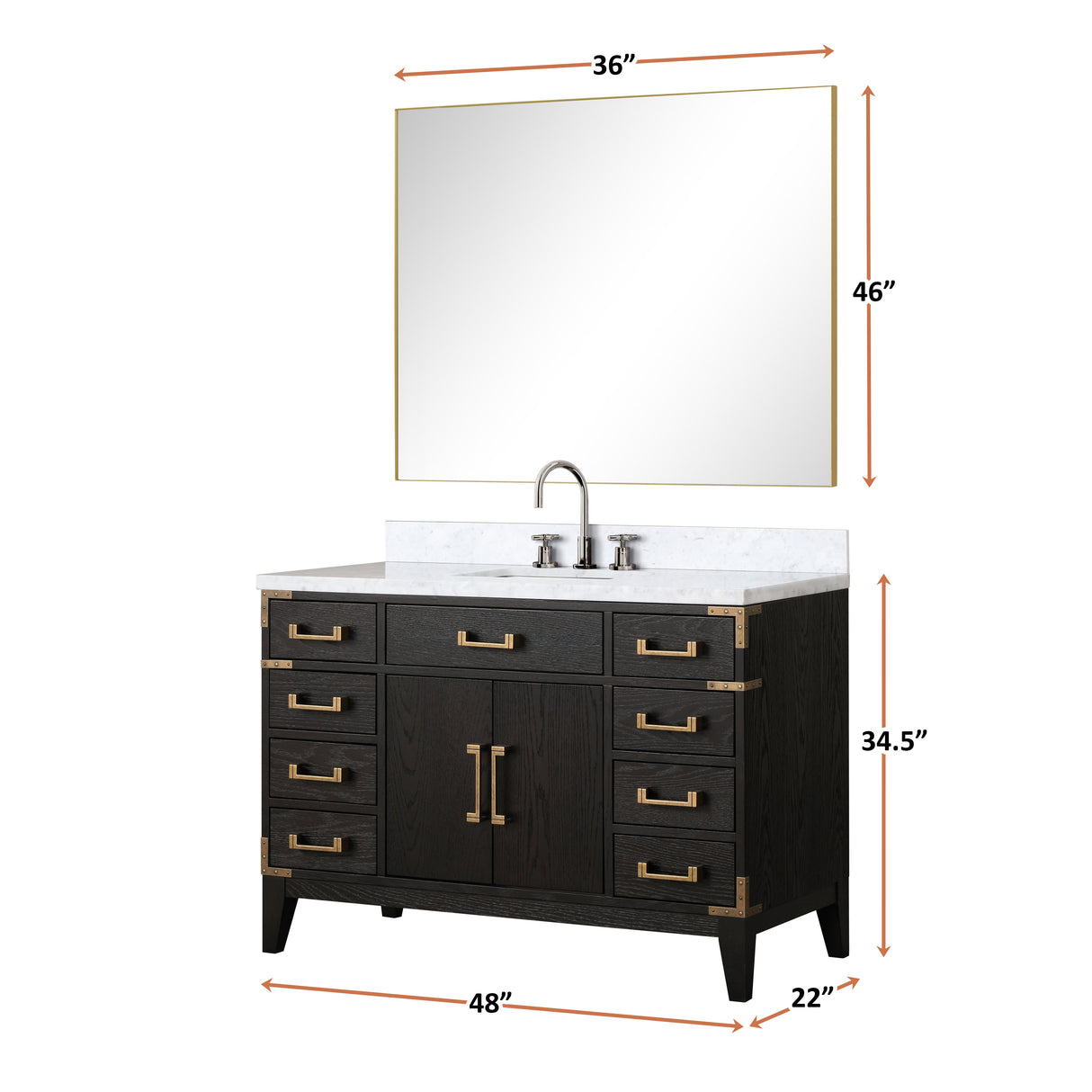 Laurel 48 in. Freestanding Bathroom Vanity with Carrara Marble Sink Top