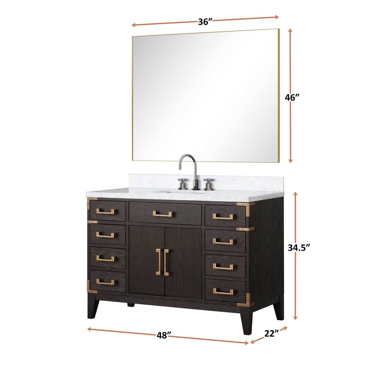 Laurel 48 in. Freestanding Bathroom Vanity with Carrara Marble Sink Top