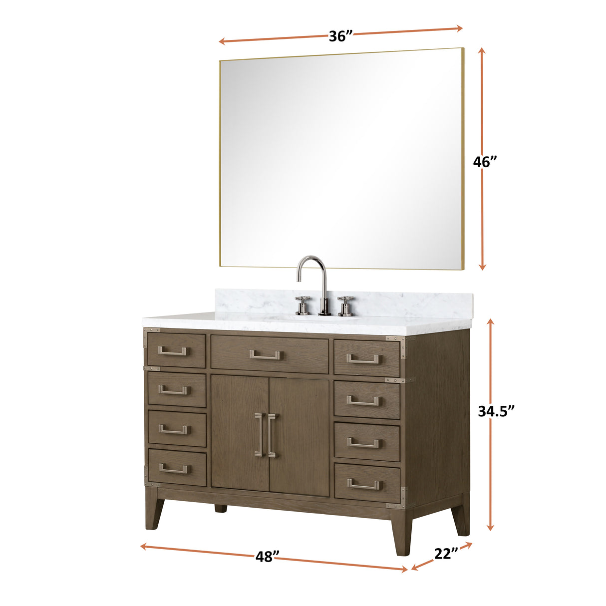 Laurel 48 in. Freestanding Bathroom Vanity with Carrara Marble Sink Top
