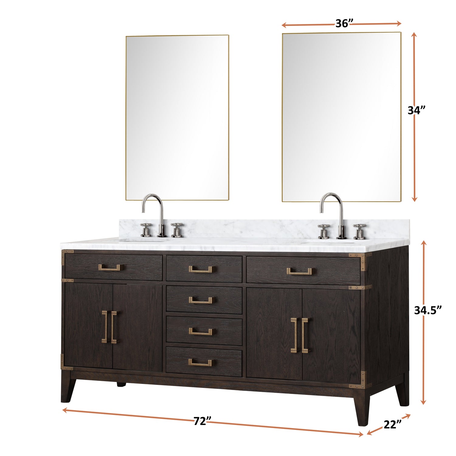 Laurel 72 in. Freestanding Bathroom Vanity with Carrara Marble Sink Top