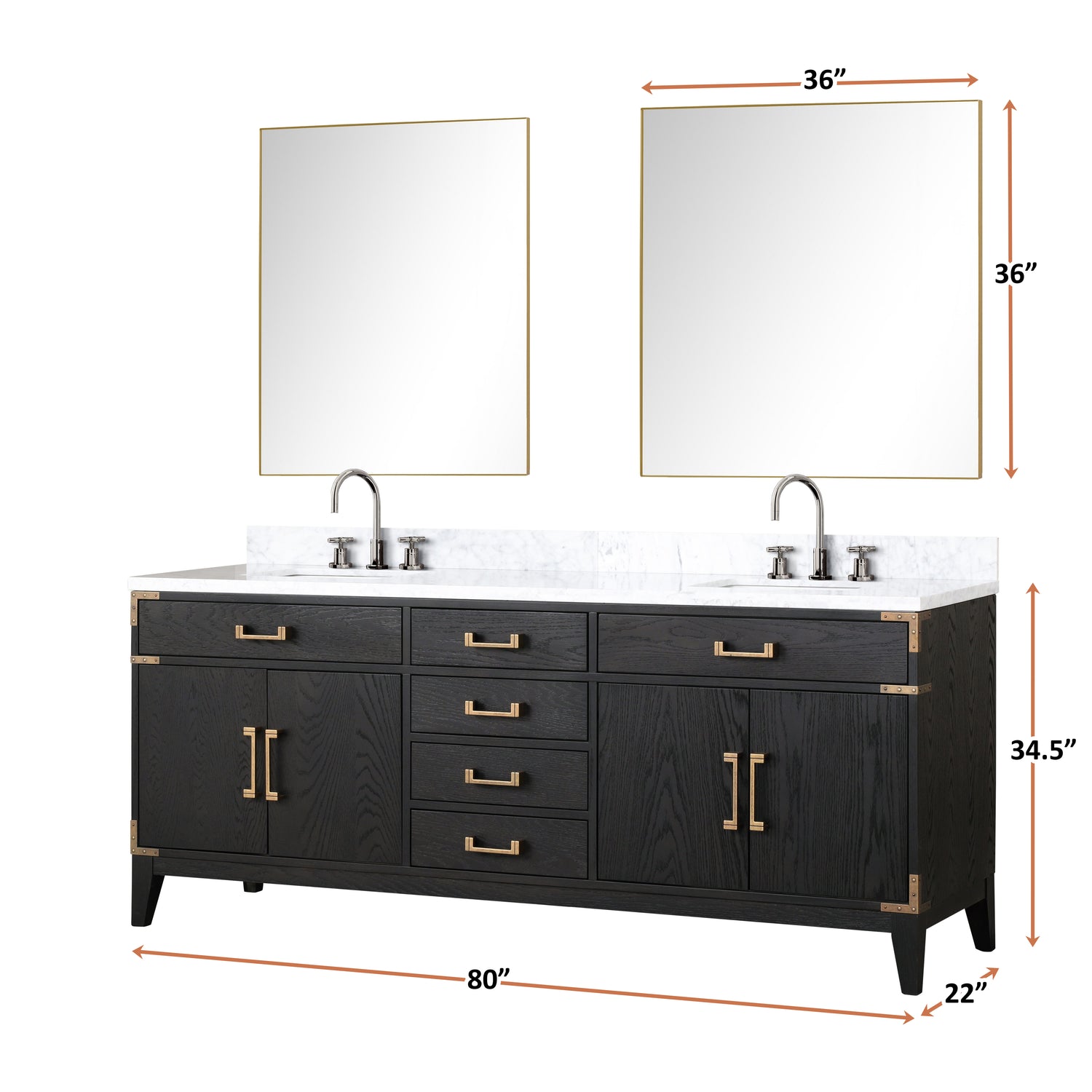 Laurel 80 in. Freestanding Bathroom Vanity with Carrara Marble Sink Top