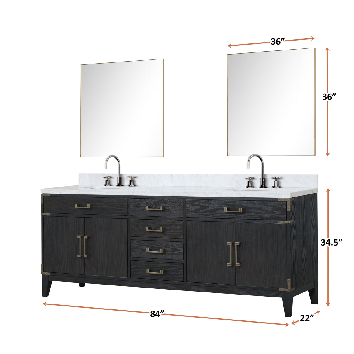 Laurel 84 in. Freestanding Bathroom Vanity with Carrara Marble Sink Top