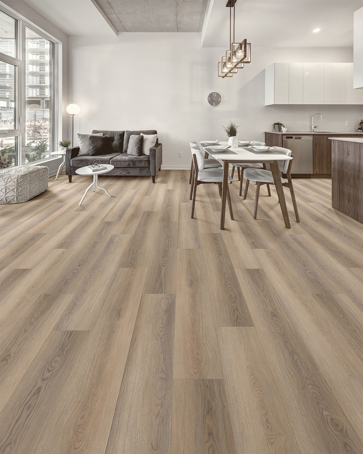 Laminate Luxury Vinyl Flooring, Click Lock Floating, Big Tooth Aspen, 7" X 60" X 12mm, AC4 Wear Layer - Legacy Grove Collection (19.08 SQFT/CTN)