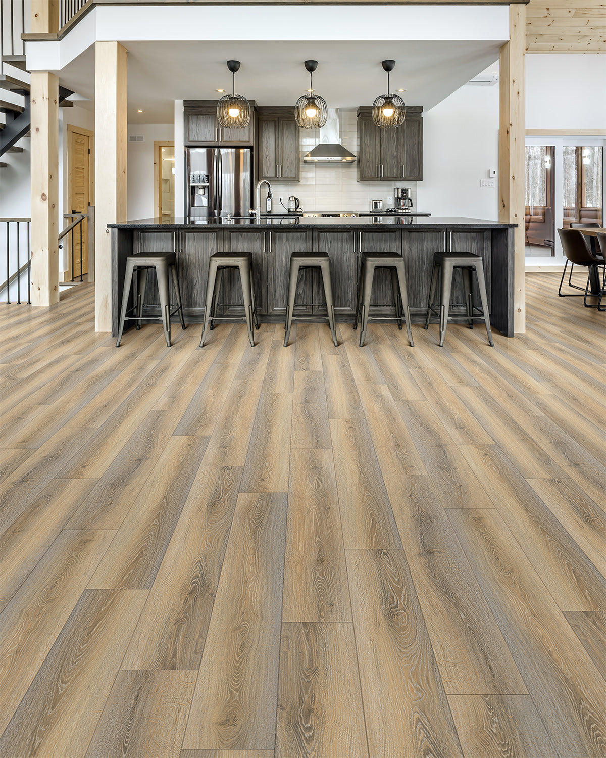 Laminate Luxury Vinyl Flooring, Click Lock Floating, Honey Mesquite, 7" X 60" X 12mm, AC4 Wear Layer - Legacy Grove Collection (19.08 SQFT/CTN)