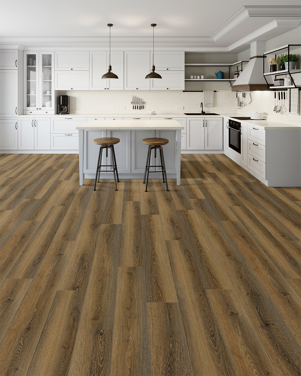 Laminate Luxury Vinyl Flooring, Click Lock Floating, Morado, 7" X 60" X 12mm, AC4 Wear Layer - Legacy Grove Collection (19.08 SQFT/CTN)