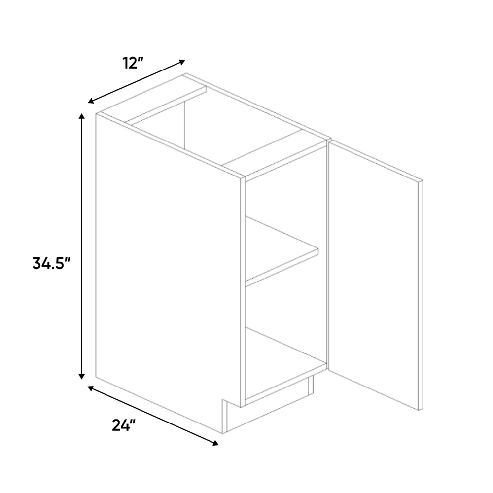 RTA - Blanco Matte - Base Full Height Cabinet - 12"W x 34.5"H x 24"D - Frameless Cabinet