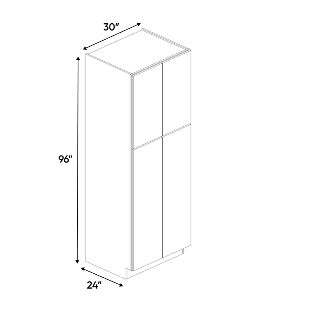 RTA - White Frozen Wood Textured - Tall Pantry Cabinet - 30"W x 96"H x 24"D - Frameless Cabinet