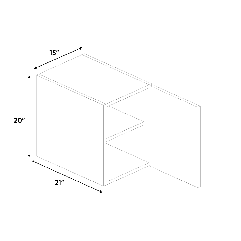RTA - Guayana Gloss - Vanity Hanging Base Cabinet - 15"W x 20"H x 21"D - Frameless Cabinet