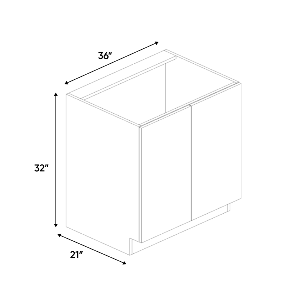 RTA - Guayana Gloss - Vanity Sink Base Cabinet Full Height - 36"W x 30"H x 21"D - Frameless Cabinet