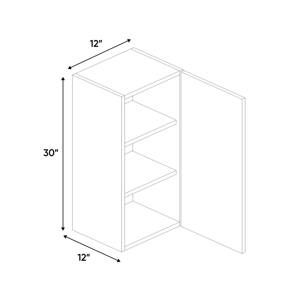 RTA - Gris Nube Matte - Wall Cabinet - 12"W x 30"H x 12"D - Frameless Cabinet