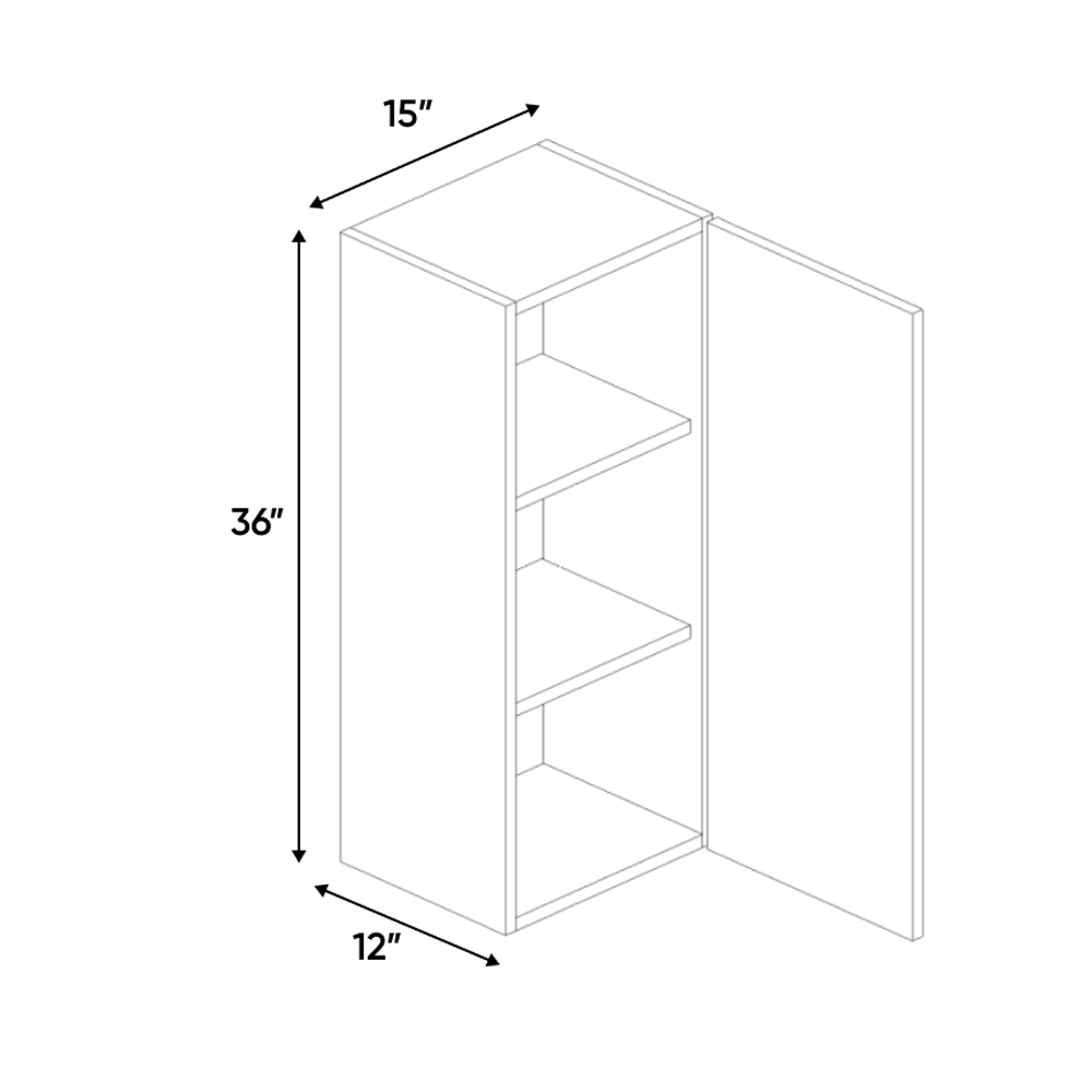 RTA - Indigo Blue Matte - Wall Cabinet - 15"W x 36"H x 12"D - Frameless Cabinet