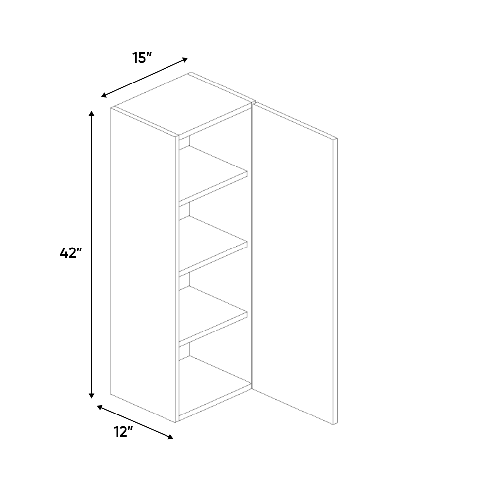 RTA - Muratti Textured - Wall Cabinet - 15"W x 42"H x 12"D - Frameless Cabinet