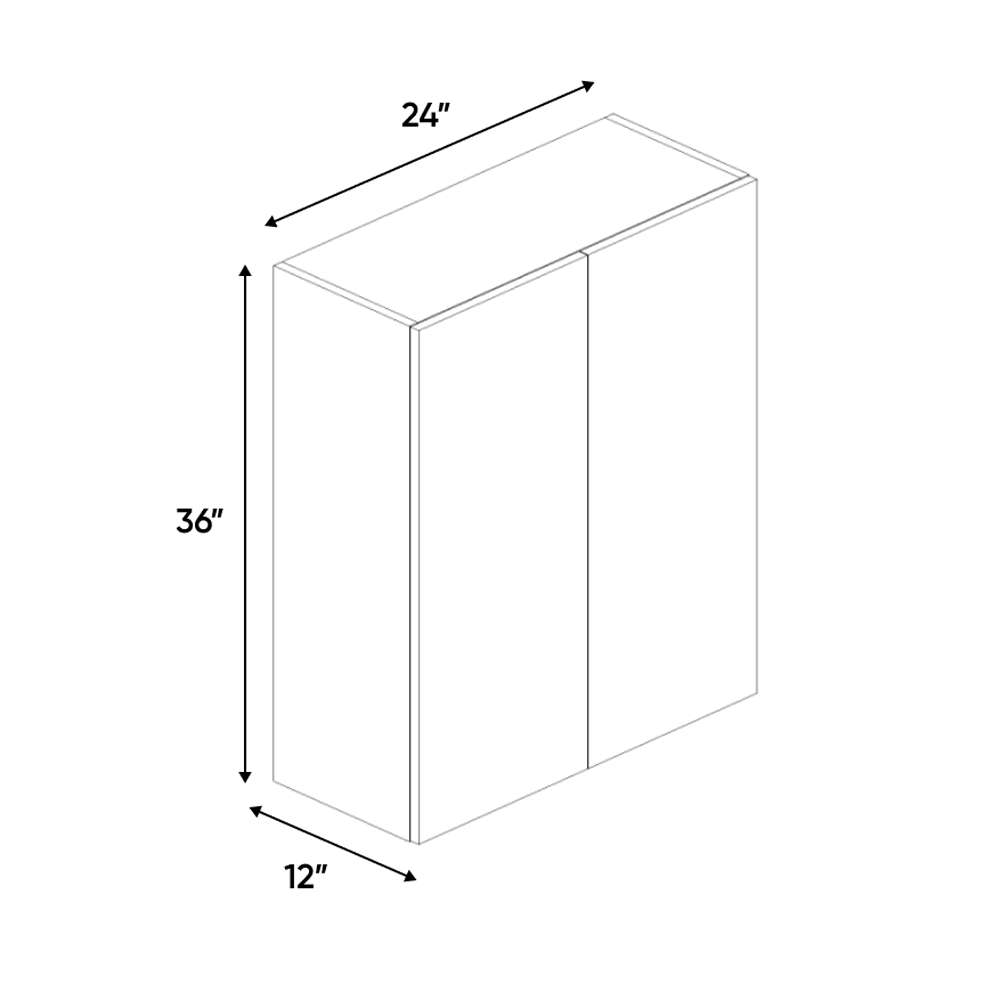 RTA - Cashmere Gloss - Wall Cabinet - 24"W x 36"H x 12"D - Frameless Cabinet