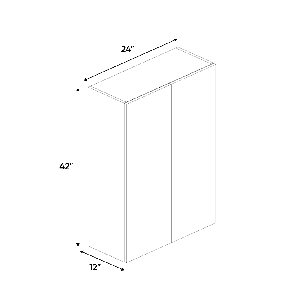 RTA - Guayana Gloss - Wall Cabinet - 24"W x 42"H x 12"D - Frameless Cabinet