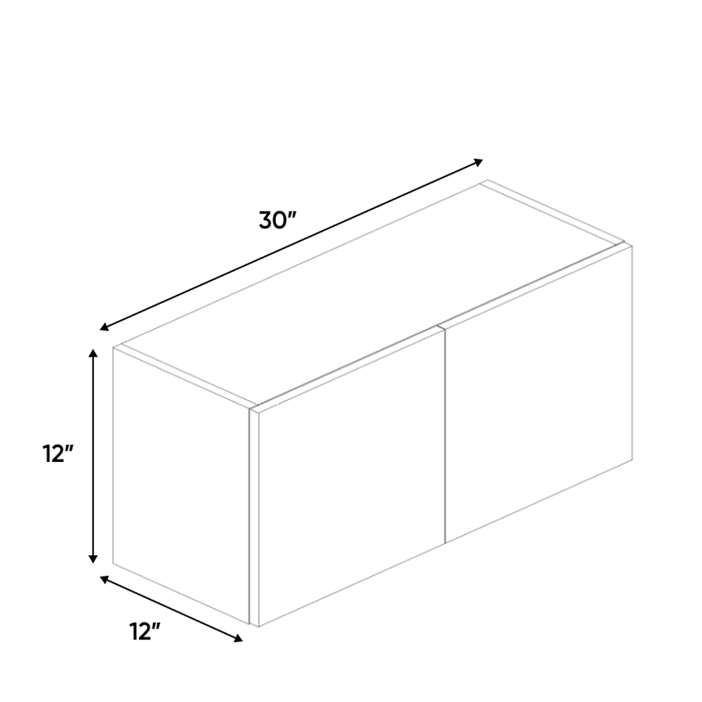 RTA - White Frozen Wood Textured - Wall Cabinet - 30"W x 12"H x 12"D - Frameless Cabinet