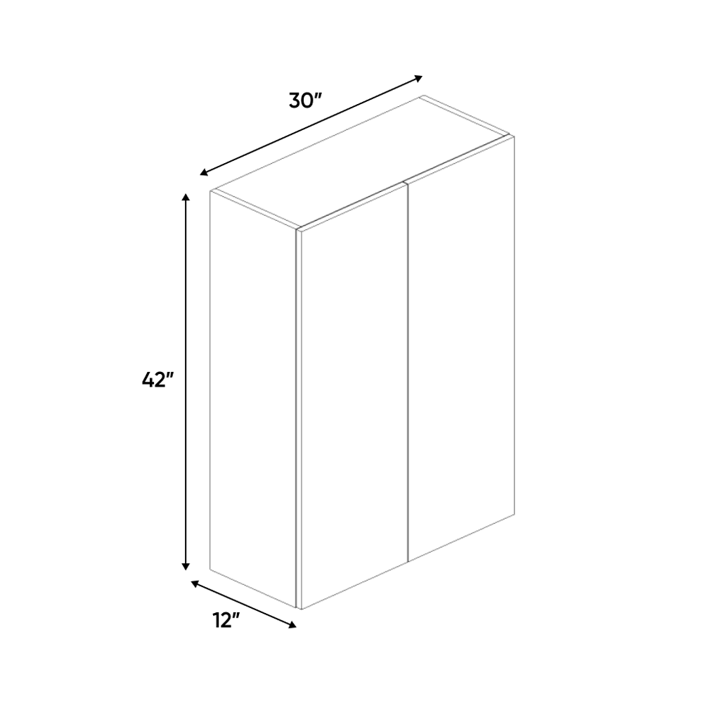 RTA - Blanco Gloss - Wall Cabinet - 30"W x 42"H x 12"D - Frameless Cabinet