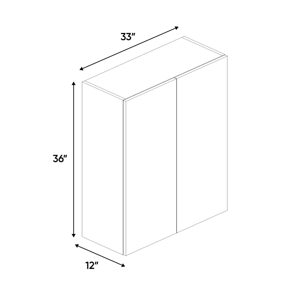RTA - Indigo Blue Matte - Wall Cabinet - 33"W x 36"H x 12"D - Frameless Cabinet