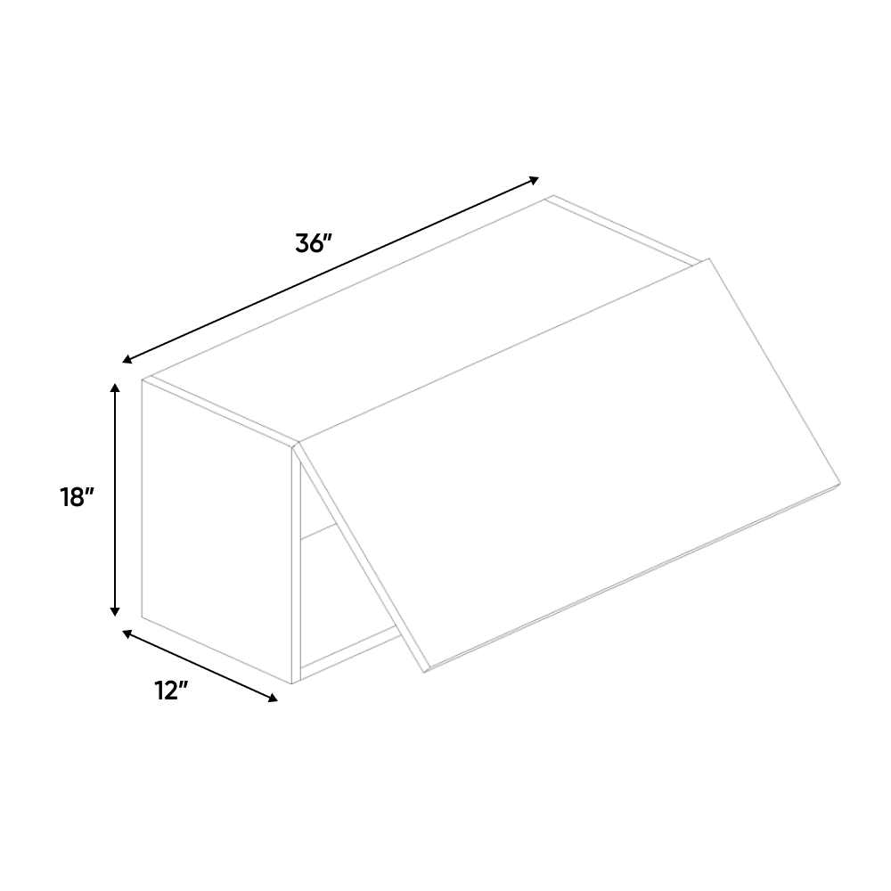 RTA - Blanco Gloss - Wall Upper Cabinet - 36"W x 18"H x 12"D - Frameless Cabinet