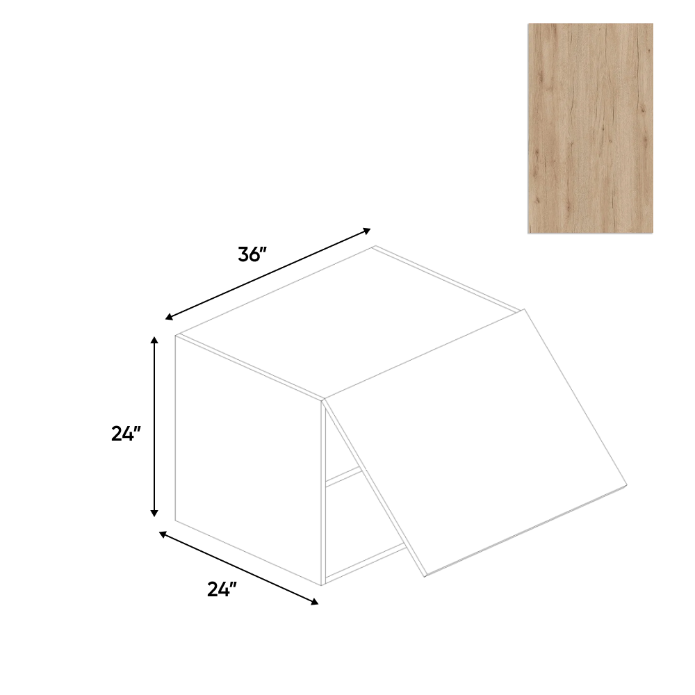 RTA - Anniversary Oak Textured - Wall Upper Cabinet - 36"W x 24"H x 24"D - Frameless Cabinet