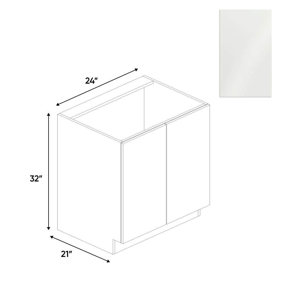 RTA - Blanco Gloss - Vanity Sink Base Cabinet Full Height - 24"W x 30"H x 21"D - Frameless Cabinet