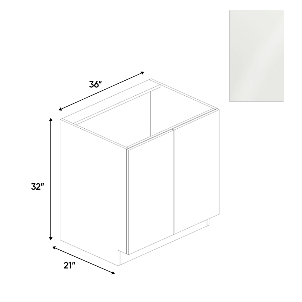 RTA - Blanco Gloss - Vanity Sink Base Cabinet Full Height - 36"W x 30"H x 21"D - Frameless Cabinet