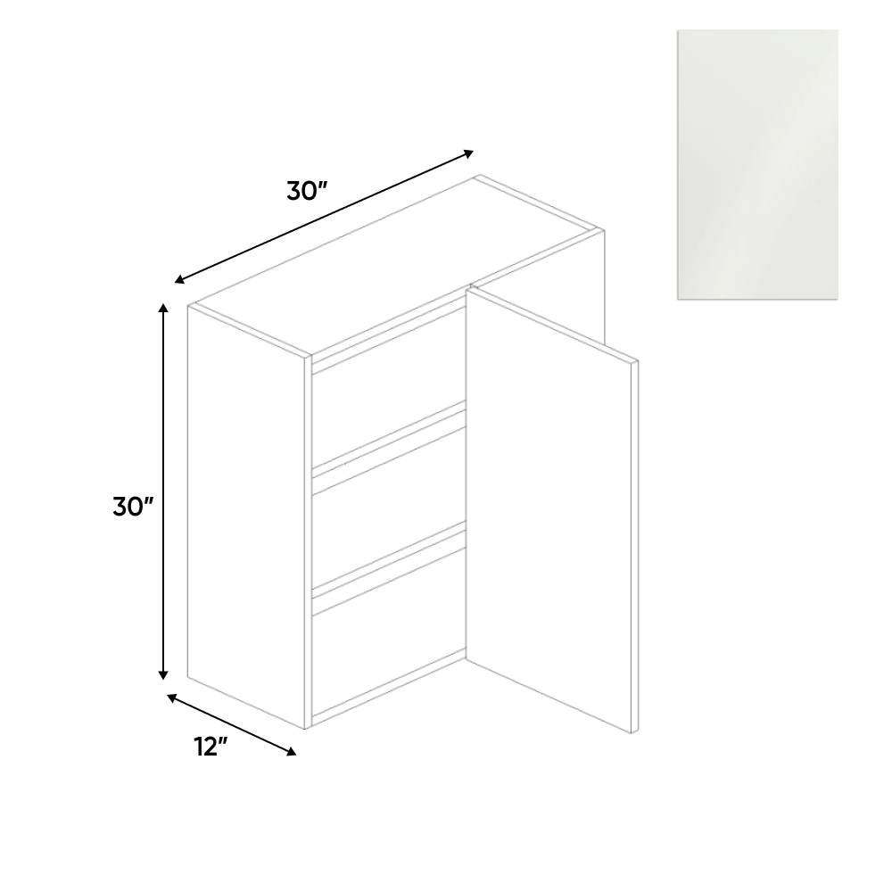 RTA - Blanco Gloss - Wall Blind Corner Cabinet - 30"W x 30"H x 12"D - Frameless Cabinet