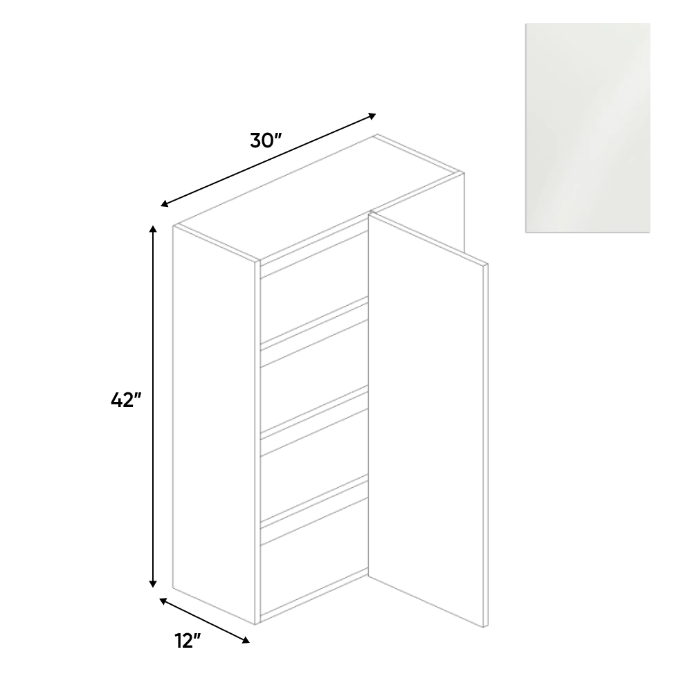 RTA - Blanco Gloss - Wall Blind Corner Cabinet - 30"W x 42"H x 12"D - Frameless Cabinet