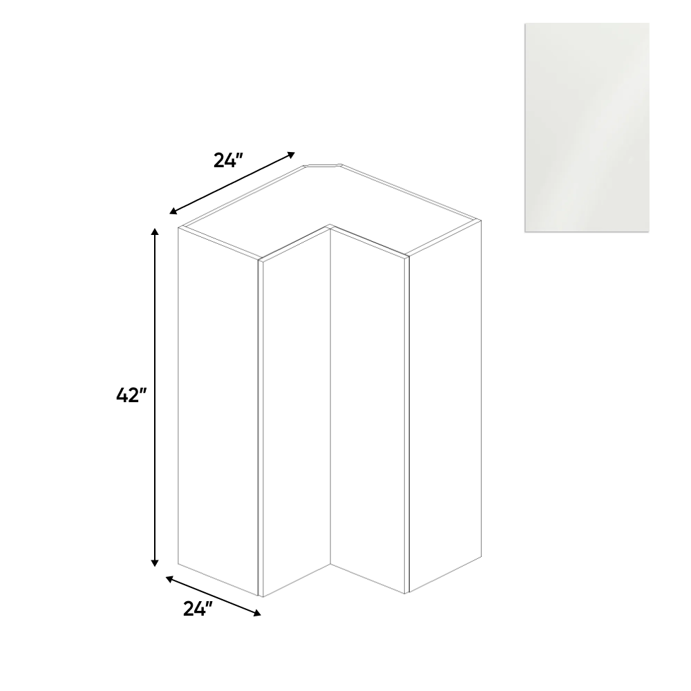RTA - Blanco Gloss - Wall Easy Reach Cabinet - 24"W x 42"H x 12"D - Frameless Cabinet